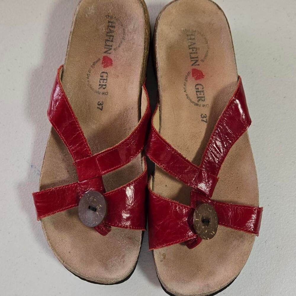 haflinger womens red leather sandals sz 37